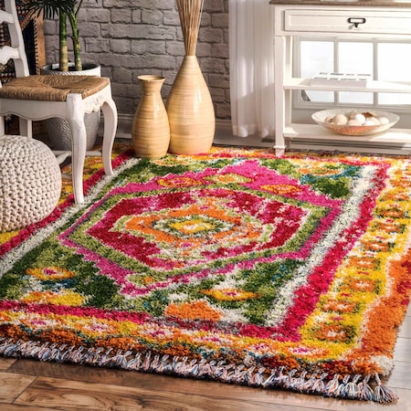 Nuloom Shania Medallion Shaggy Area Rug 5ft 3in x 7ft 6in OZXL12A-508